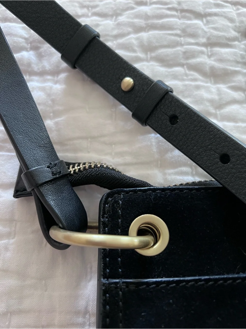 Spartina 449 Siren Collection Suede Carrie Crossbody Bag Black EUC